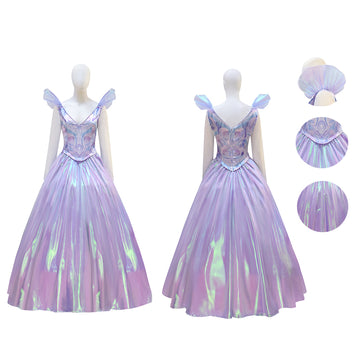 Wicked Glinda Fairy Purple Cosplay Costume Prom Dress Halloween Outfit Becostume